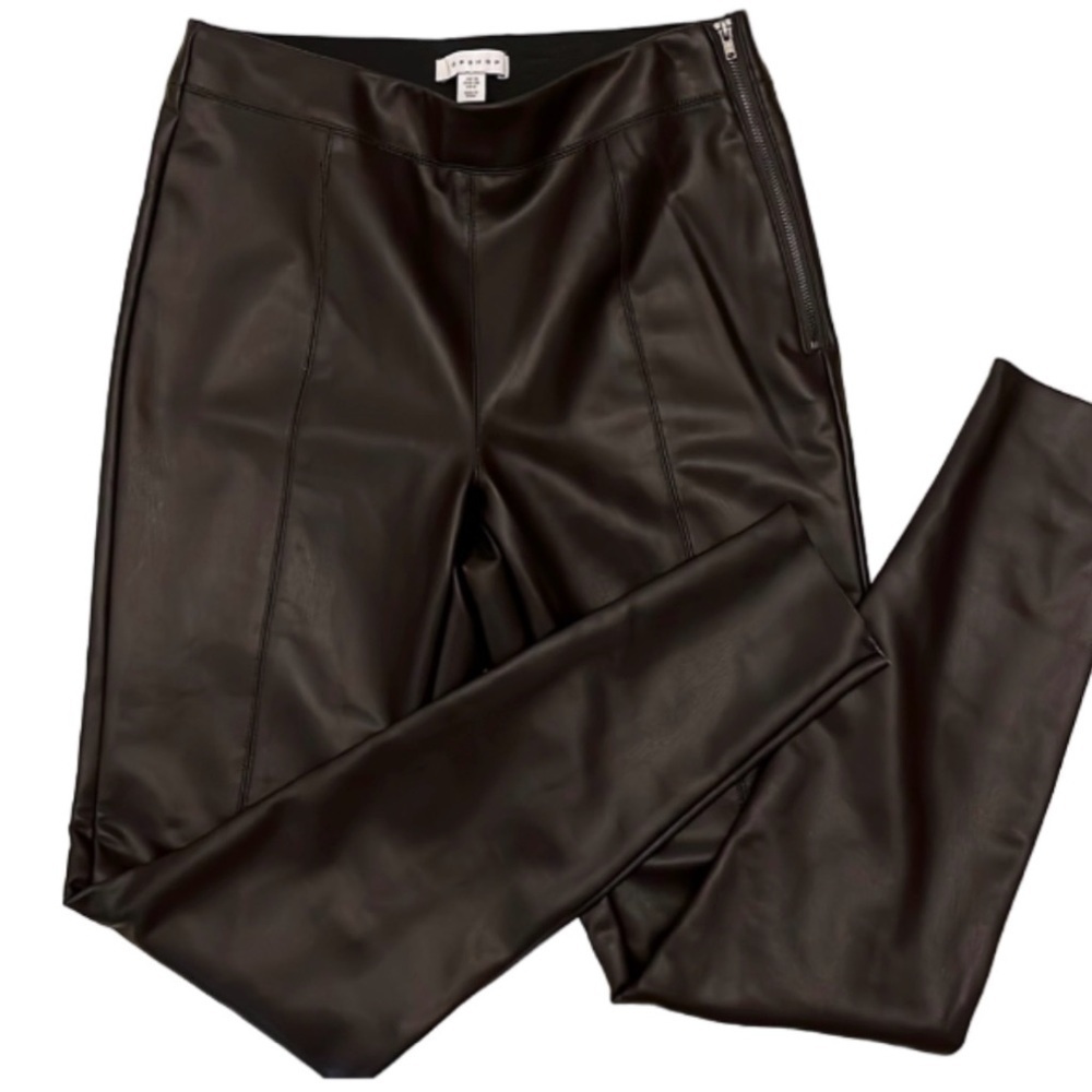 Topshop Brown Sara Faux Leather Skinny Pants - Size 6